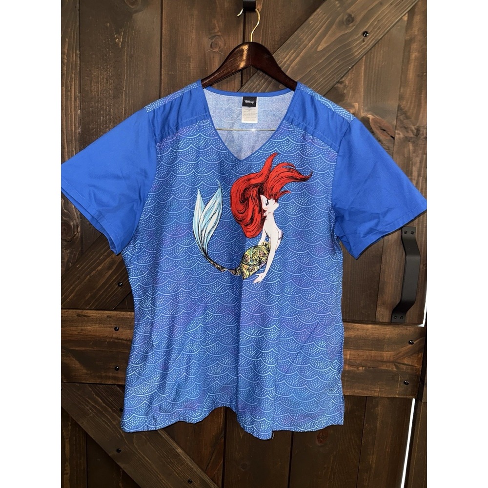 Little Mermaid Sz 2X Women's Cherokee‎ Scrubs Tooniforms Disney V Neck Top